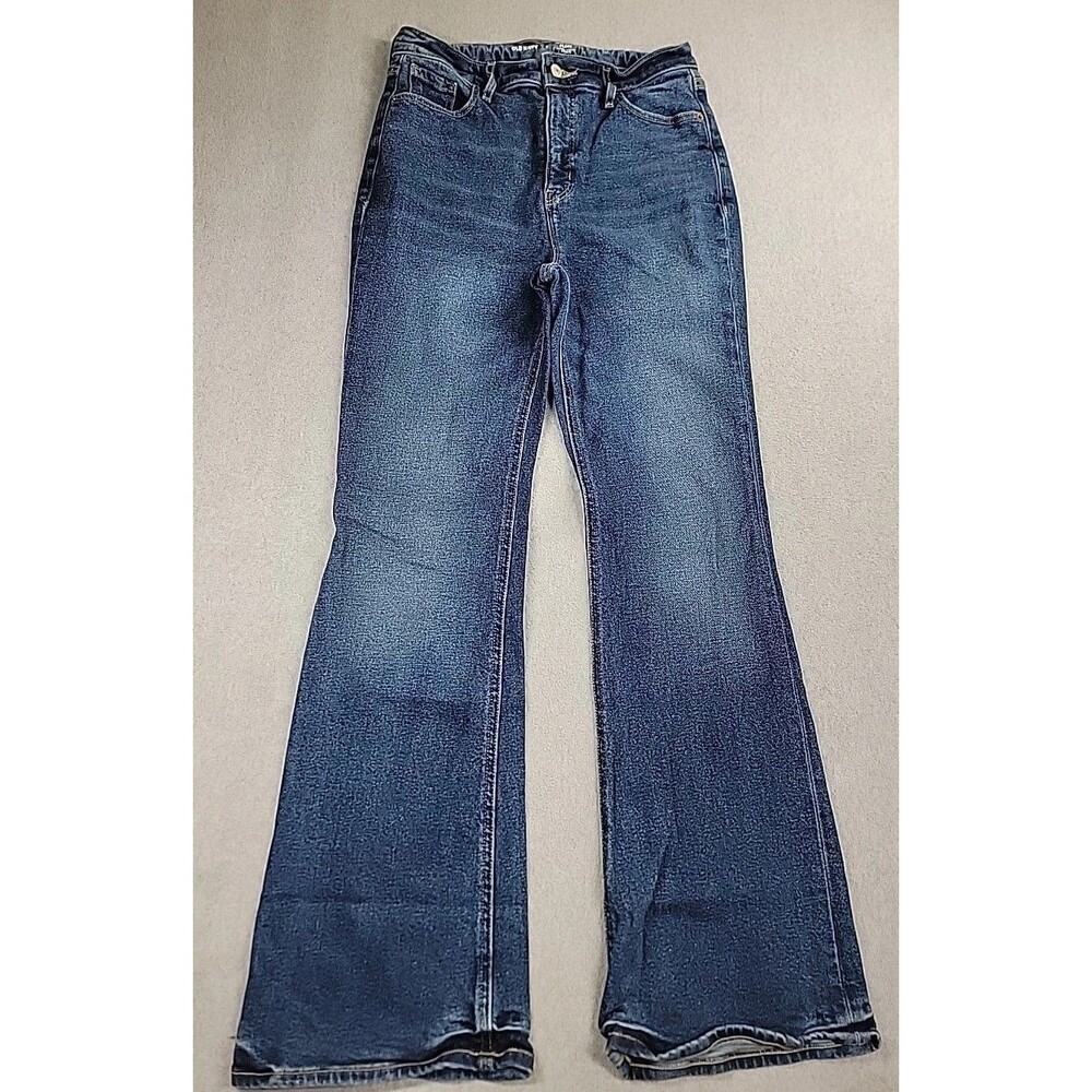 Old‎ Navy Jeans Womens 6 28x31 Flare Dark Blue High Rise Stretch Boho Grunge